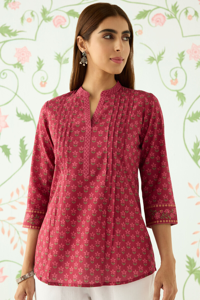 Pink Printed Cotton Top