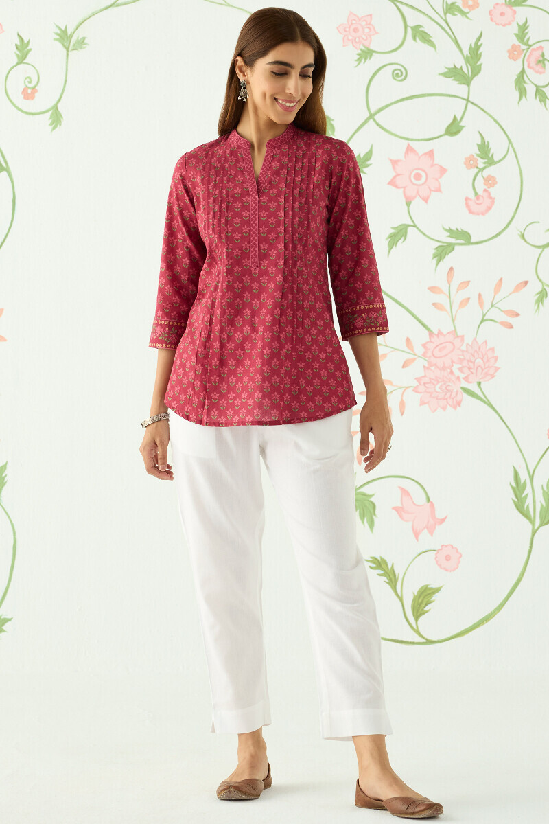 Pink Printed Cotton Top