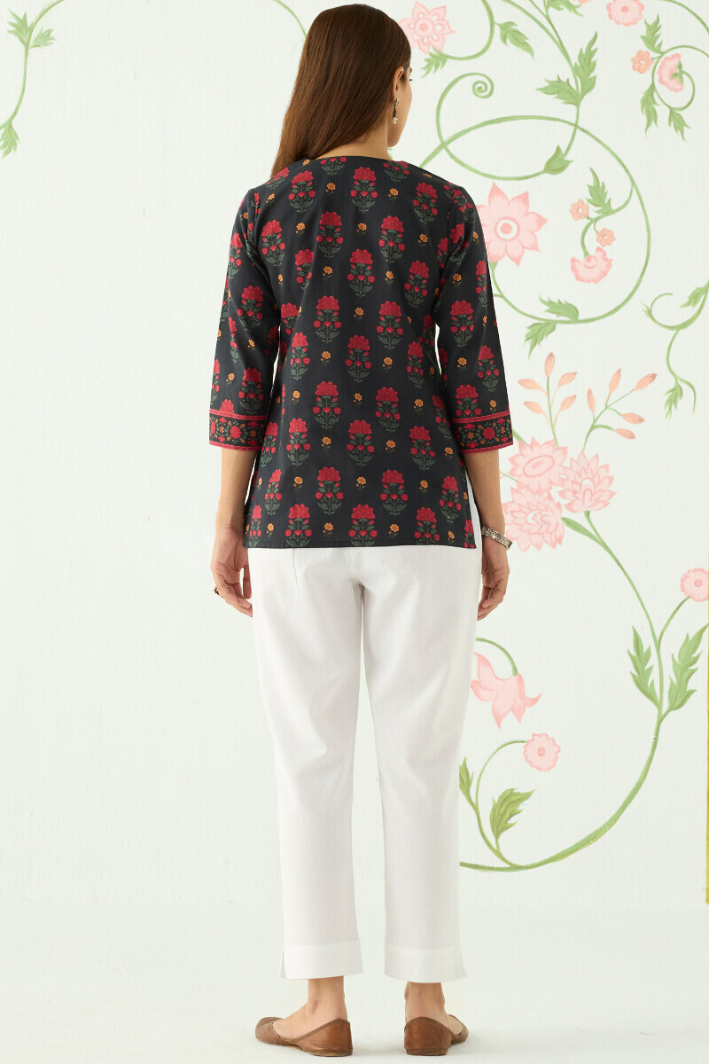 Black Printed Cotton Top