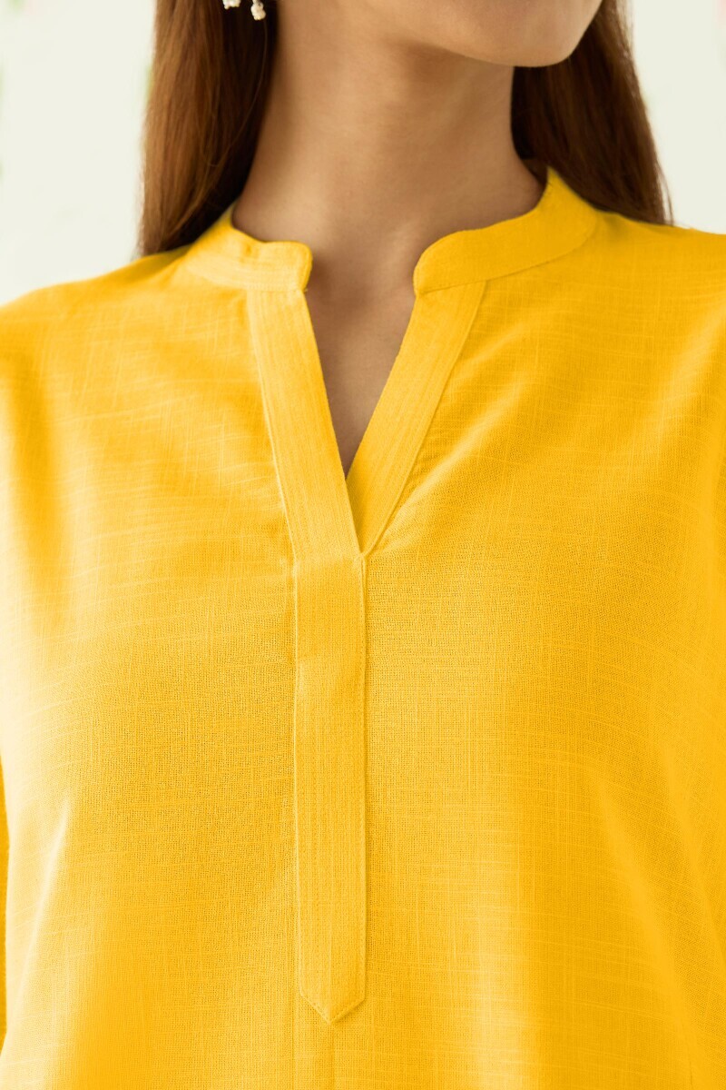 Yellow Handcrafted Gauze Slub Top