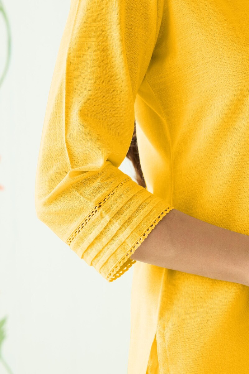 Yellow Handcrafted Gauze Slub Top
