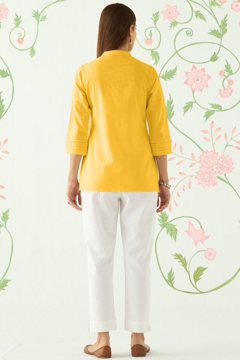 Yellow Handcrafted Gauze Slub Top
