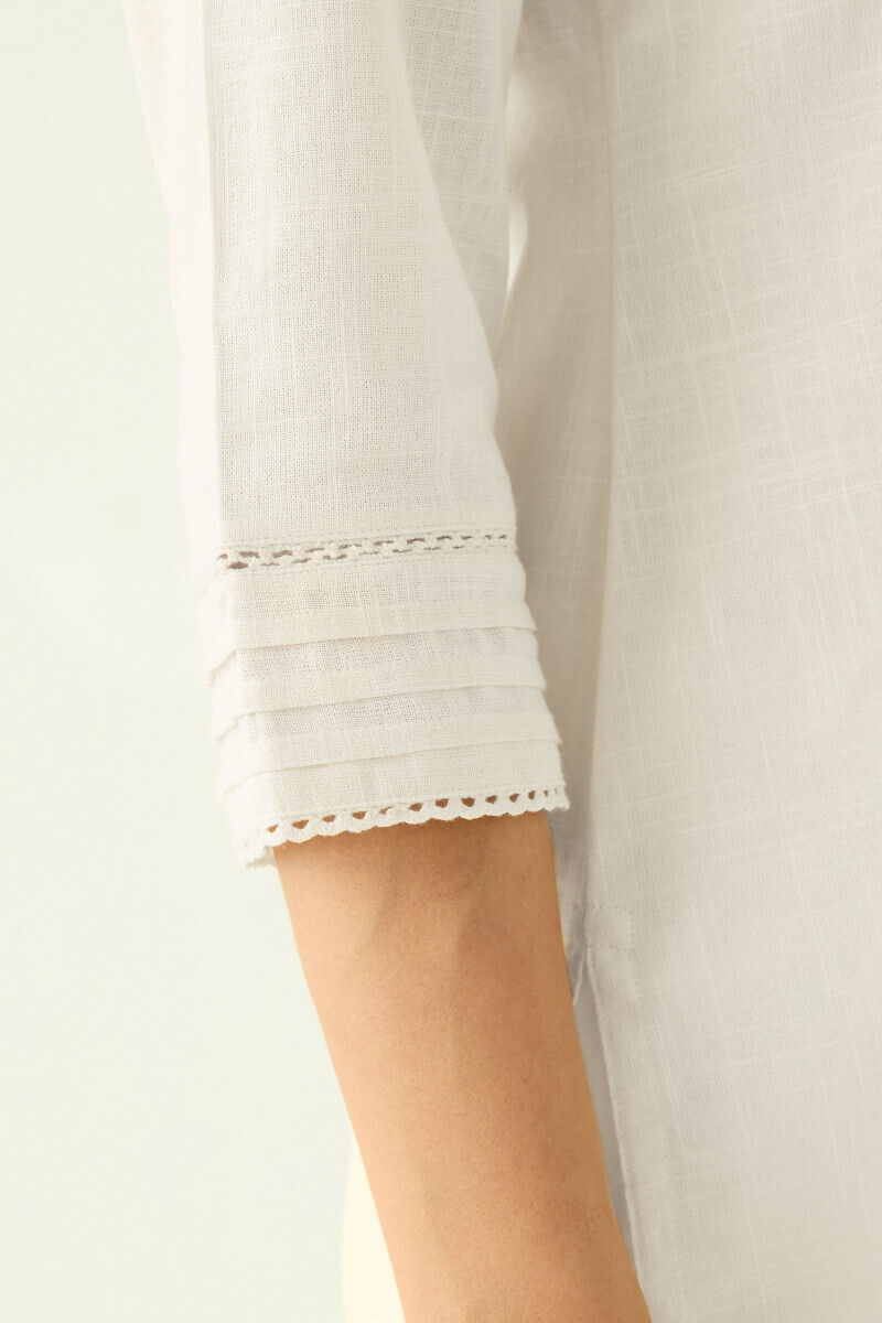 White Handcrafted Cotton Flax Top