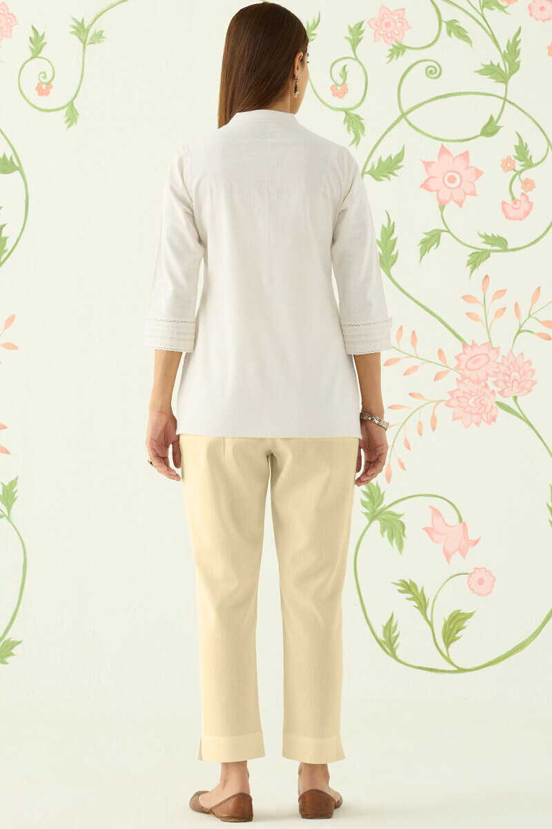 White Handcrafted Cotton Flax Top