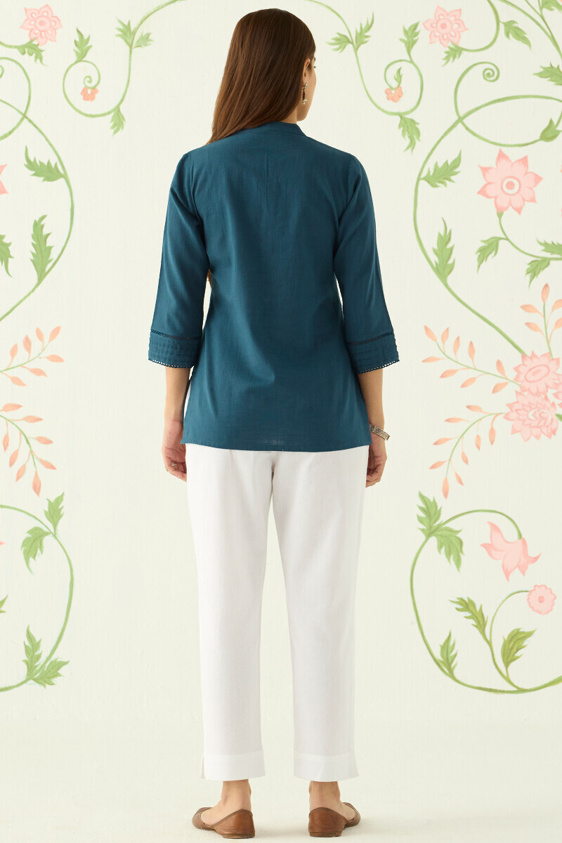 Navy Blue Handcrafted Gauze Slub Top