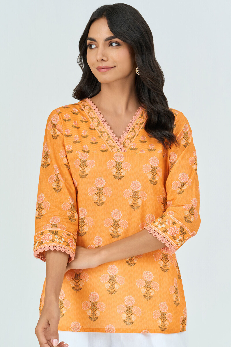 Yellow Printed Cotton Top