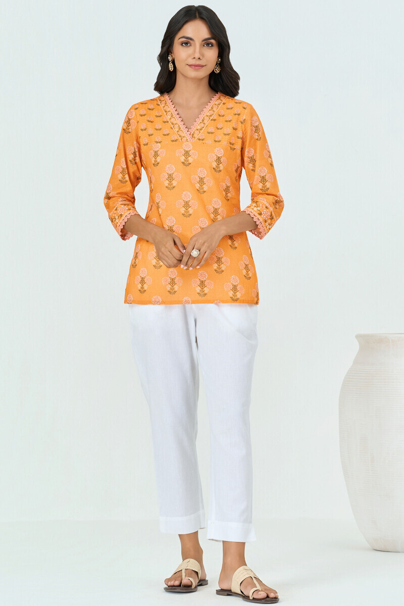 Yellow Printed Cotton Top