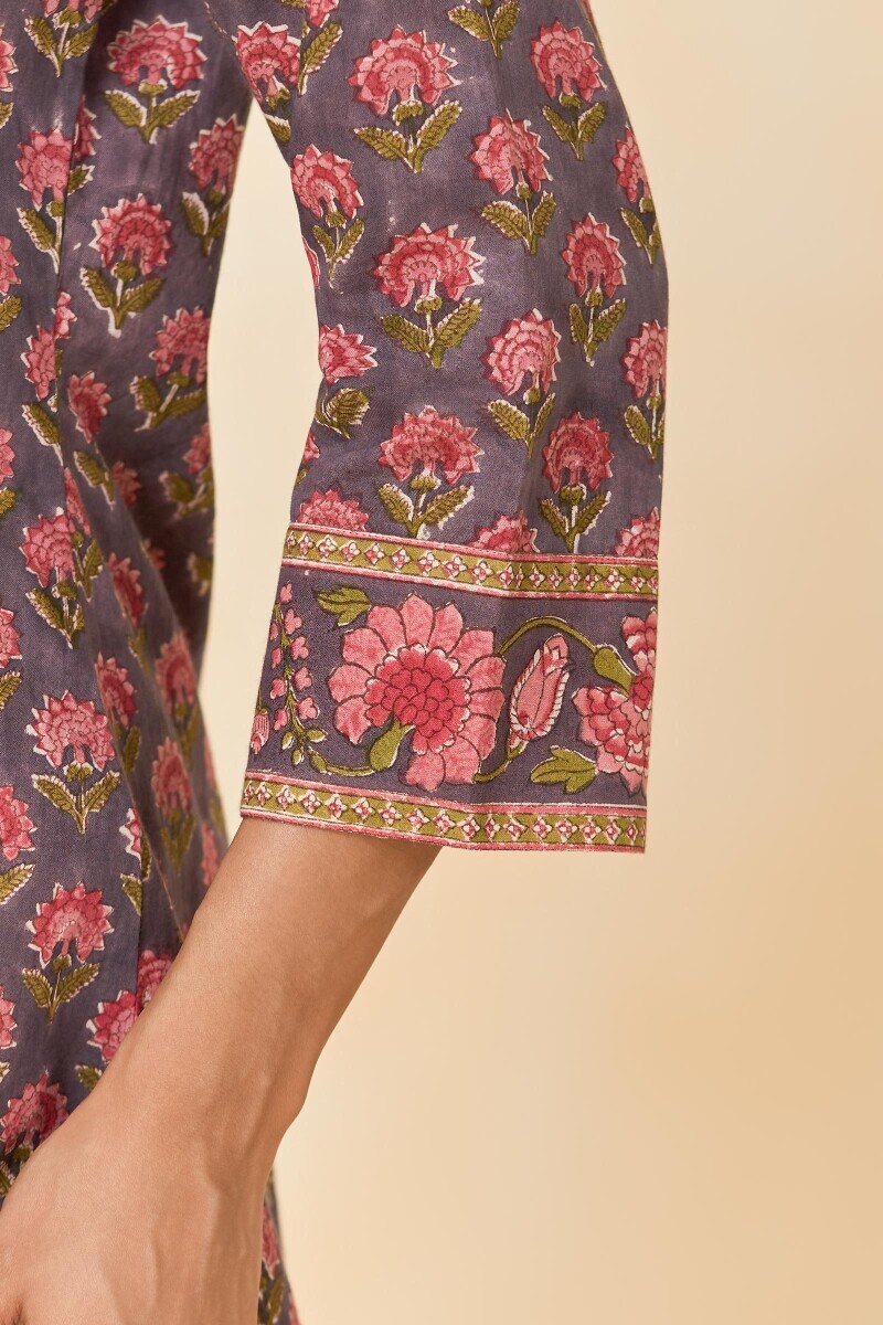 Mauve Hand Block Printed Cotton Top