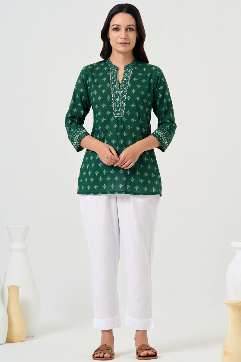 Green Printed Cotton Top