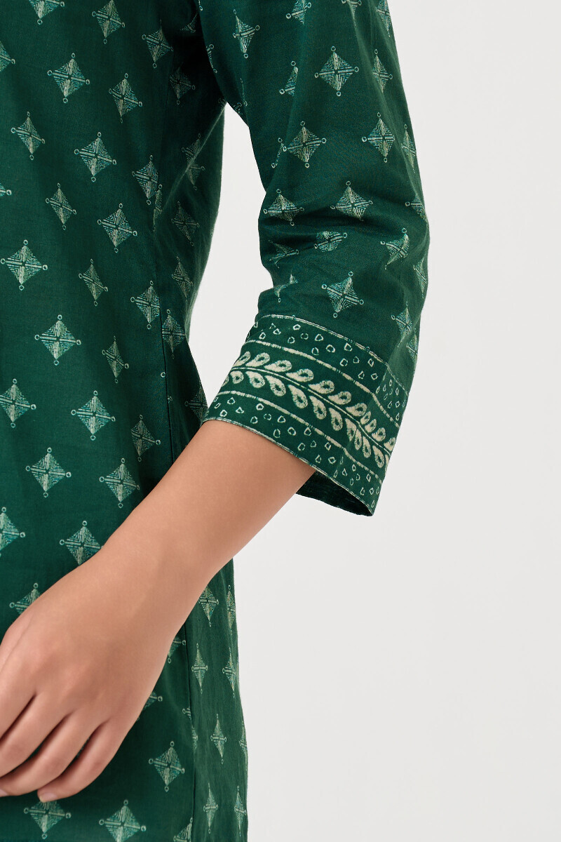 Green Printed Cotton Top