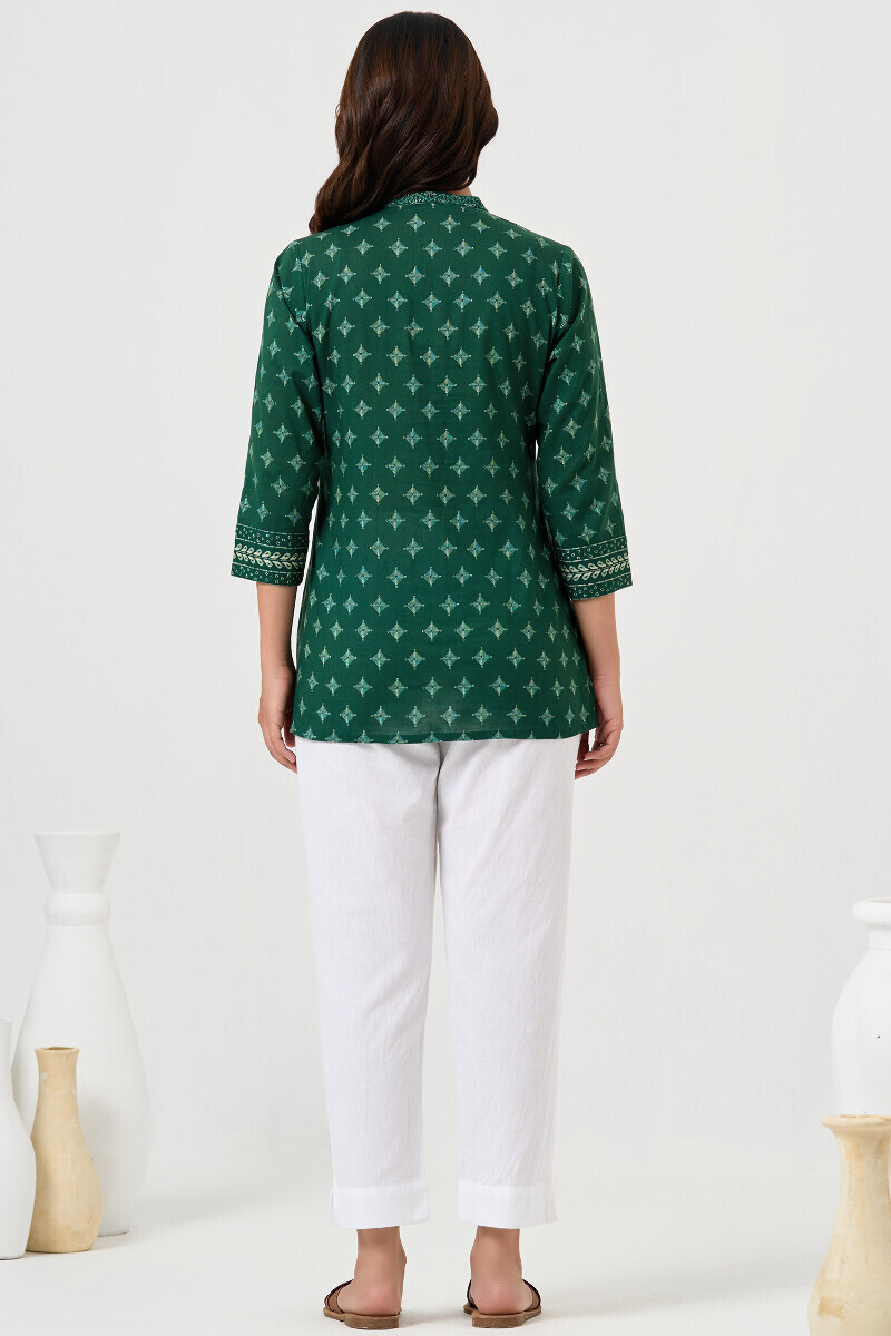 Green Printed Cotton Top