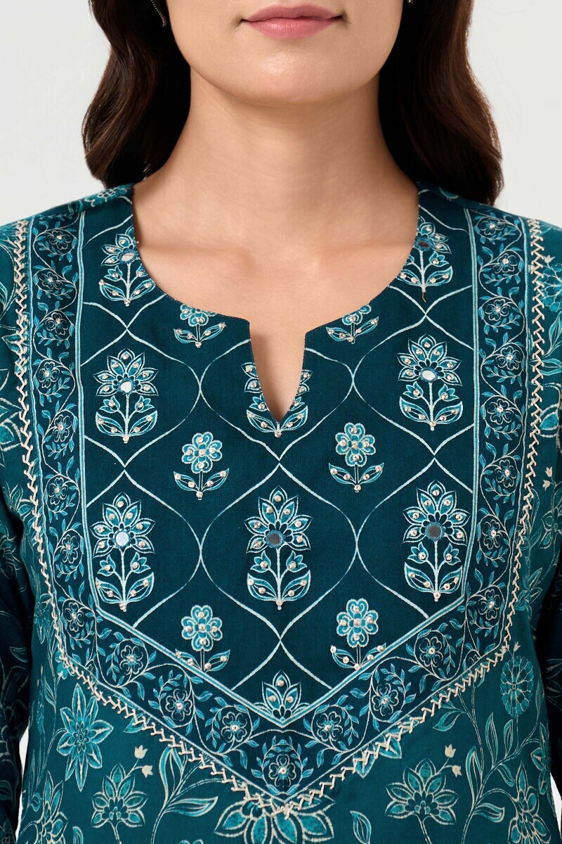 Blue Printed Cotton Top