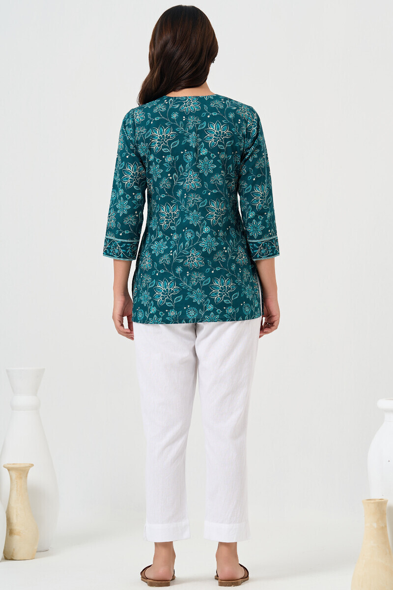 Blue Printed Cotton Top