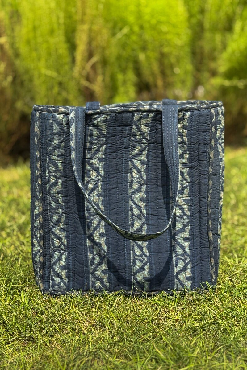 Blue Hand Block Printed Cotton Tote Bag