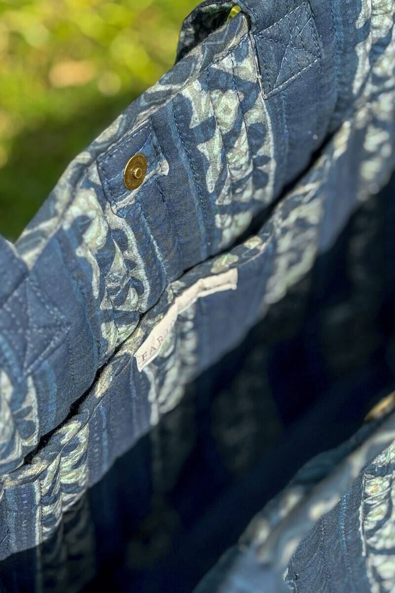 Blue Hand Block Printed Cotton Tote Bag