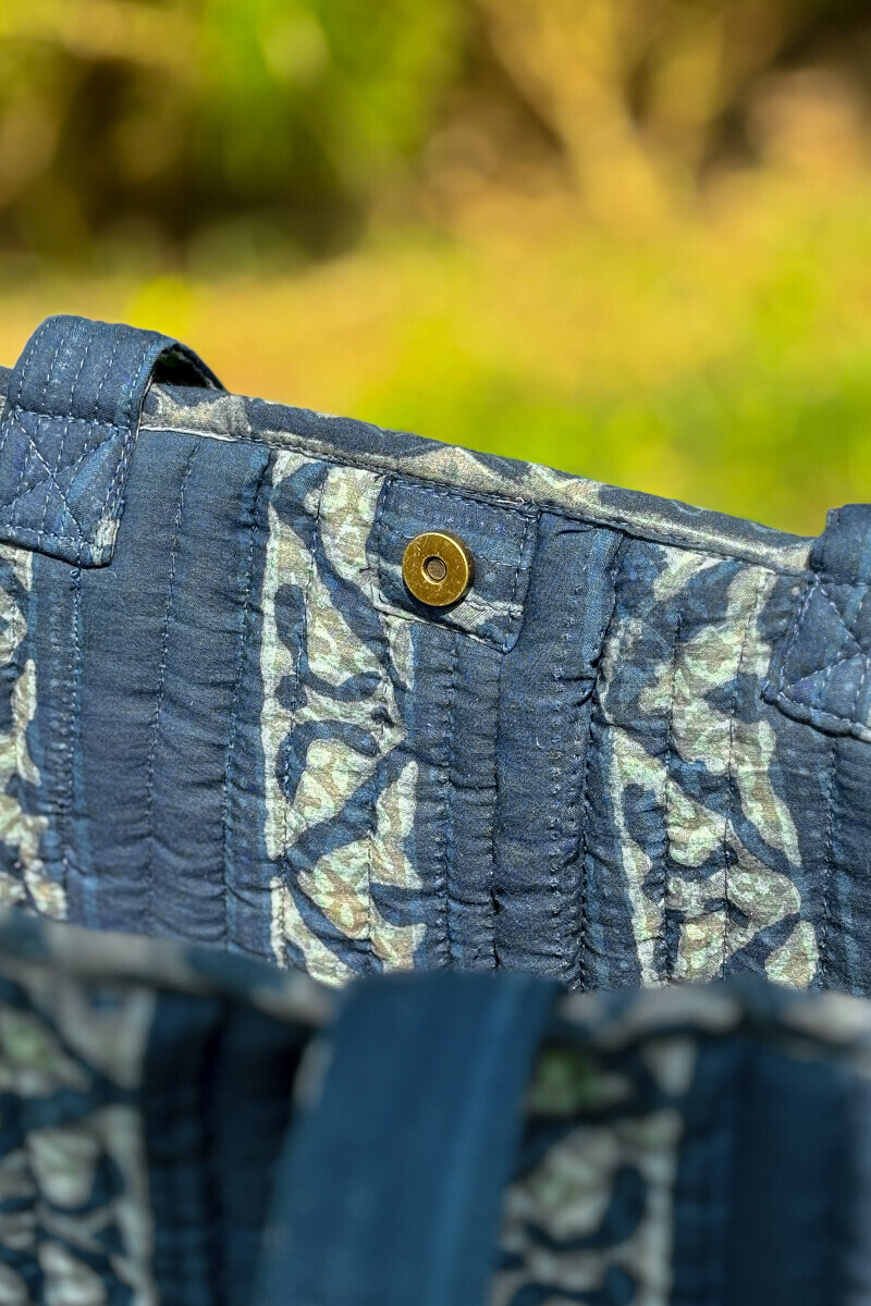 Blue Hand Block Printed Cotton Tote Bag
