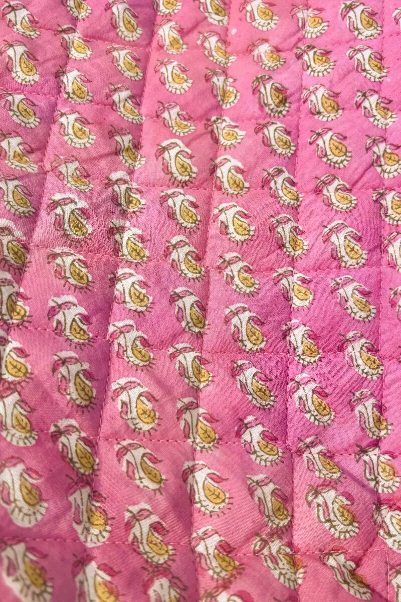 Pink Hand Block Printed Cotton Tote Bag