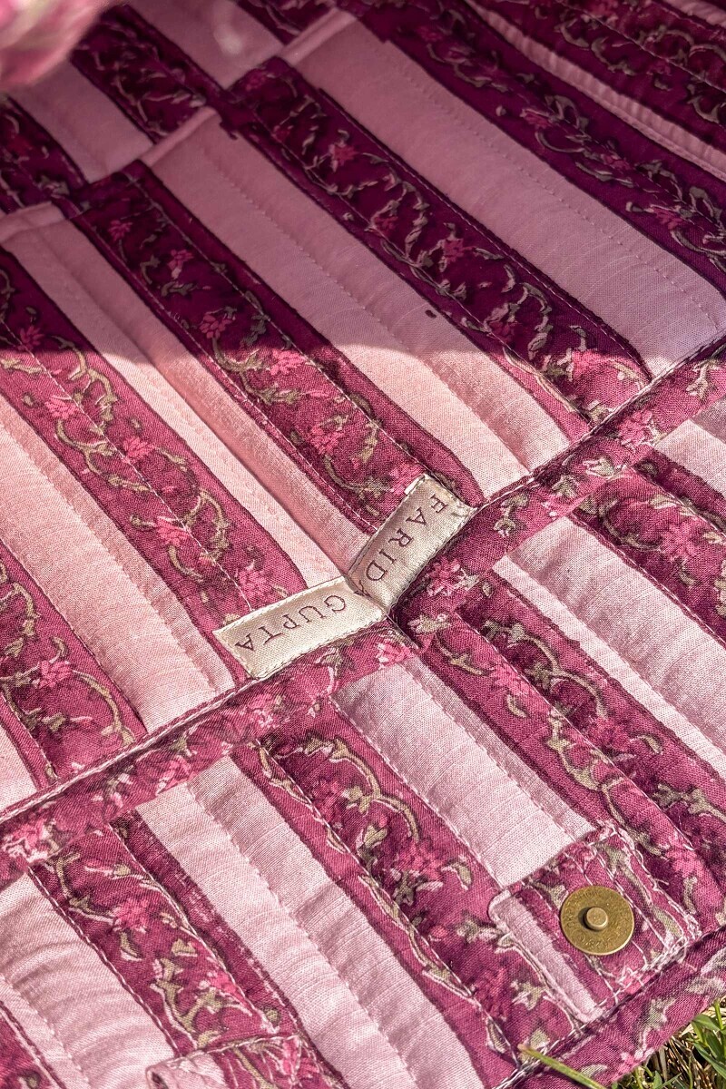 White Hand Block Printed Cotton Slub Tote Bag