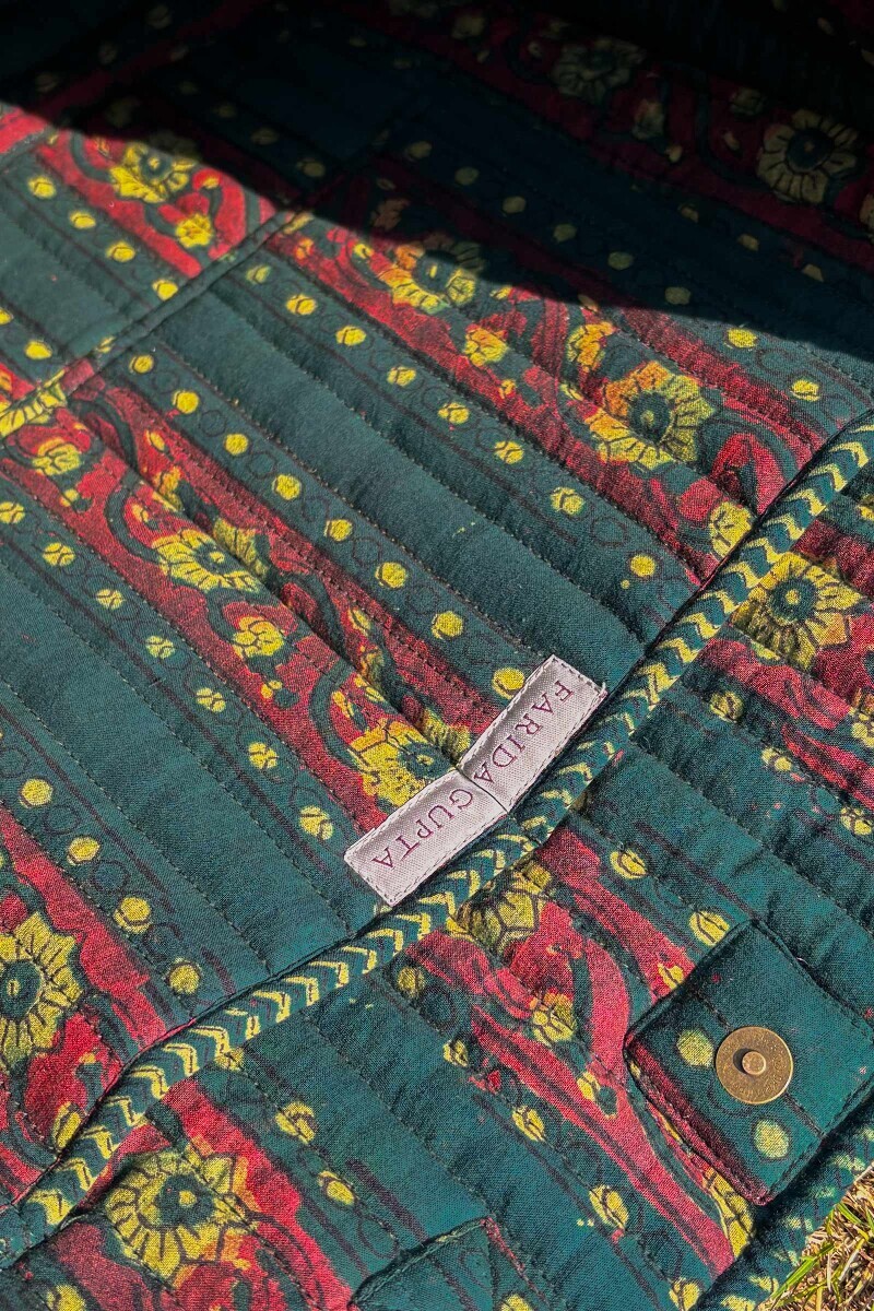 Green Hand Block Printed Cotton Tote Bag