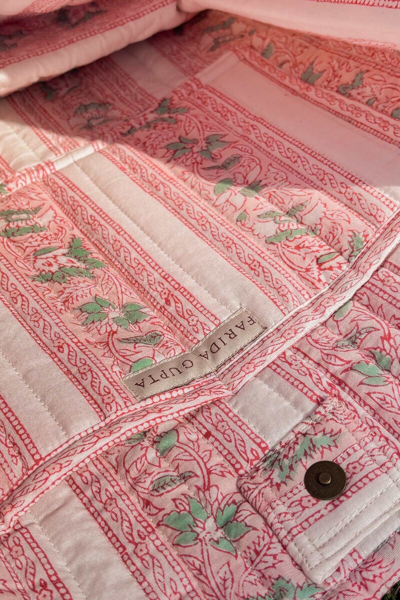 White Hand Block Printed Cotton Tote Bag