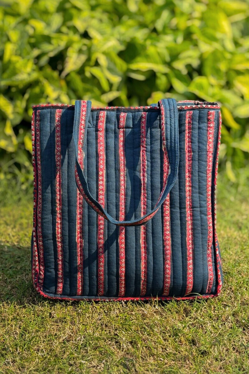 Blue Hand Block Printed Cotton Tote Bag