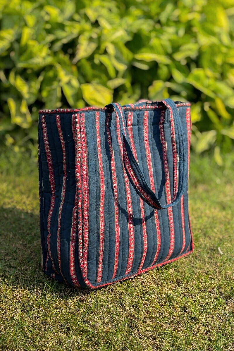 Blue Hand Block Printed Cotton Tote Bag