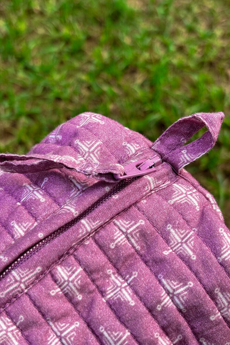 Purple Printed Cotton Toiletry Pouch