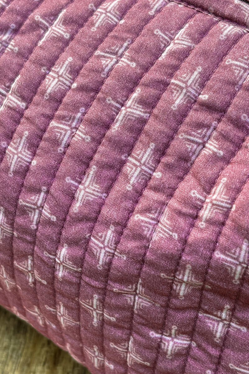 Purple Printed Cotton Toiletry Pouch