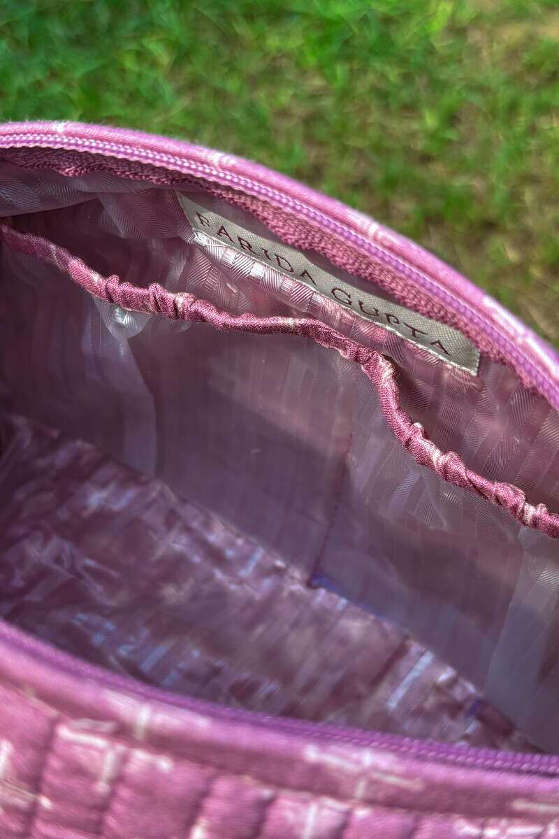 Purple Printed Cotton Toiletry Pouch