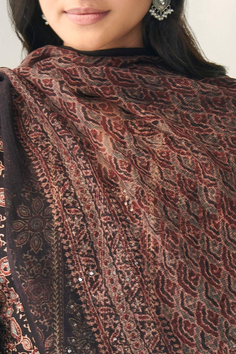 Ajrak Hand Block Printed Kota Dupatta