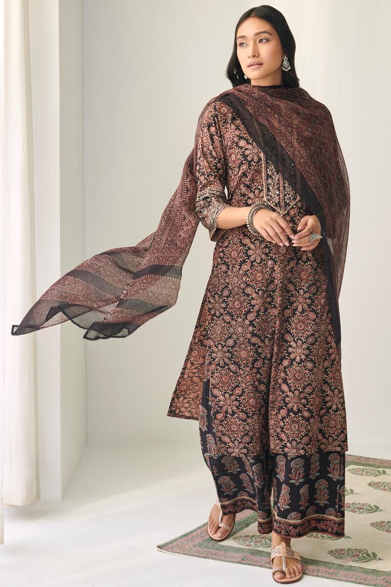 Ajrak Hand Block Printed Kota Dupatta