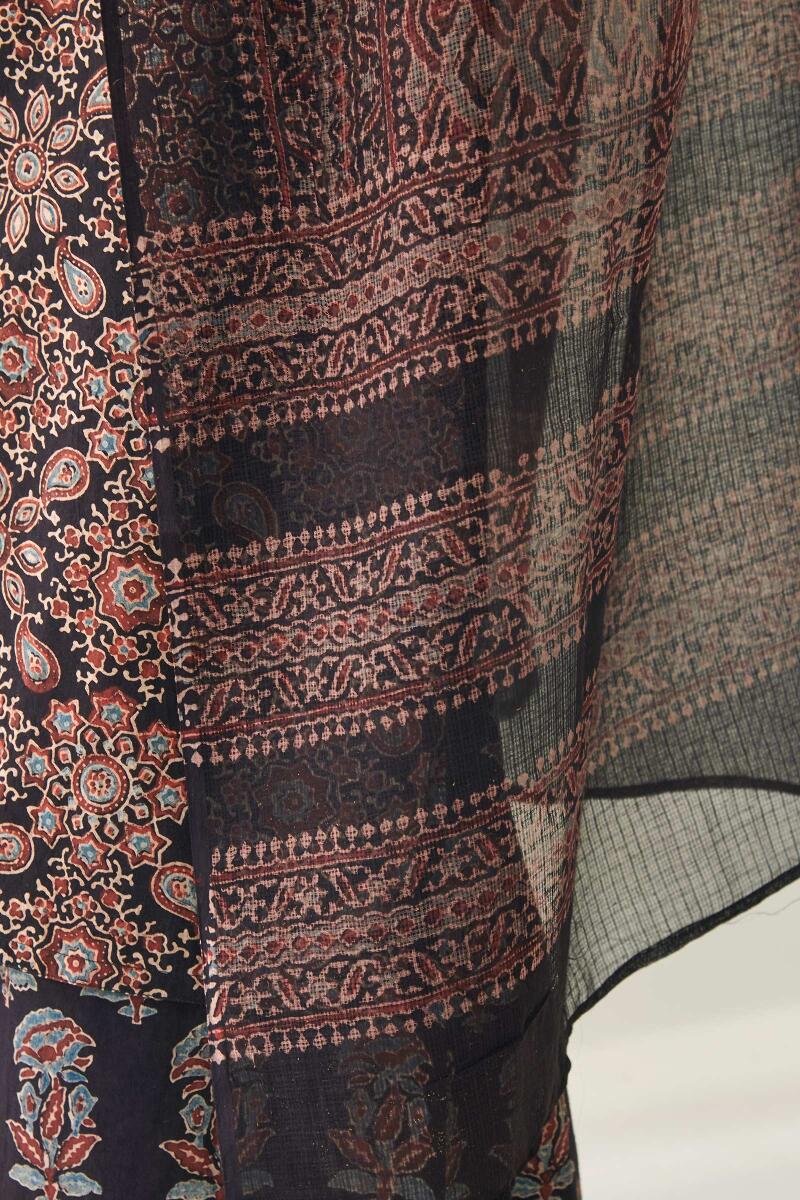 Ajrak Hand Block Printed Kota Dupatta