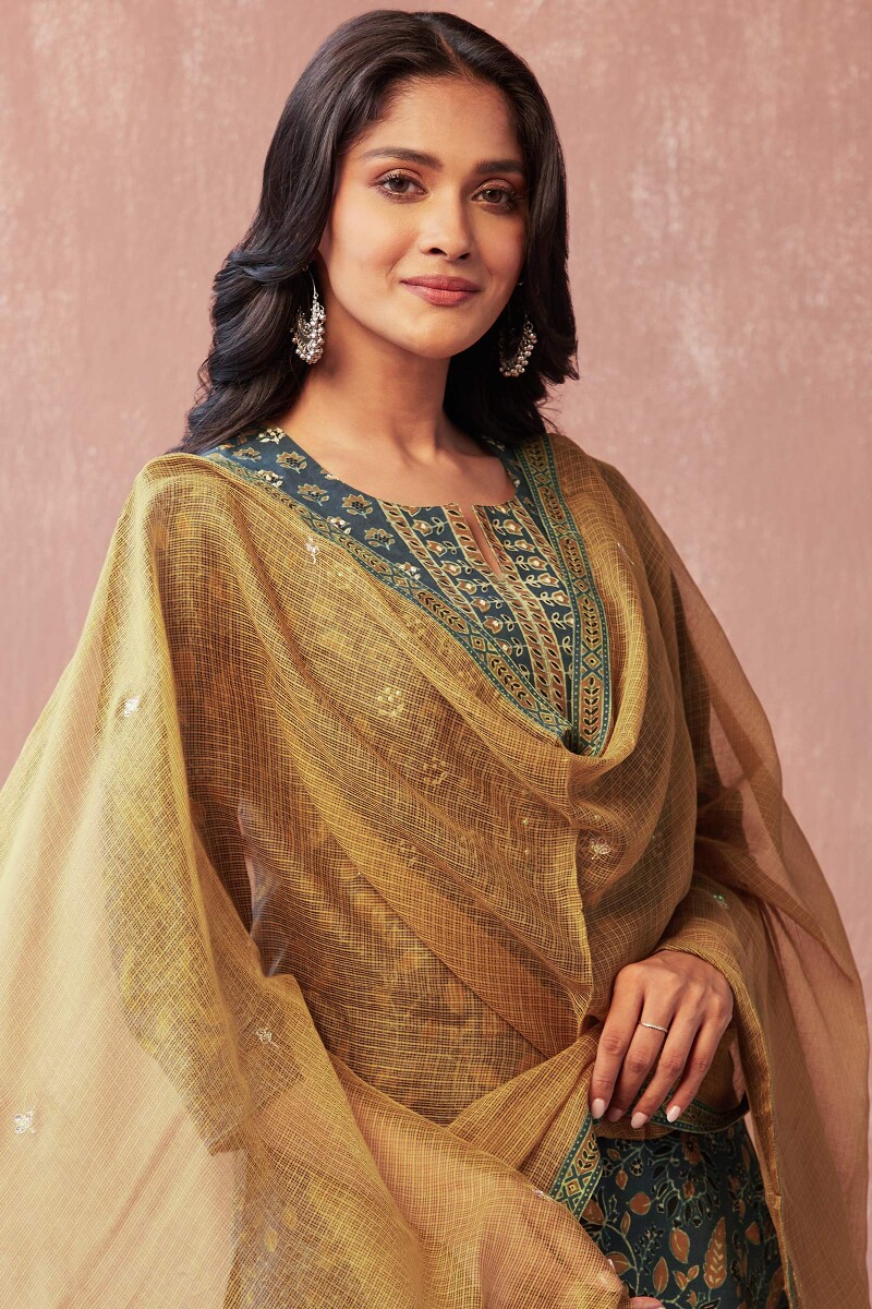 Mustard Handcrafted Kota Dupatta