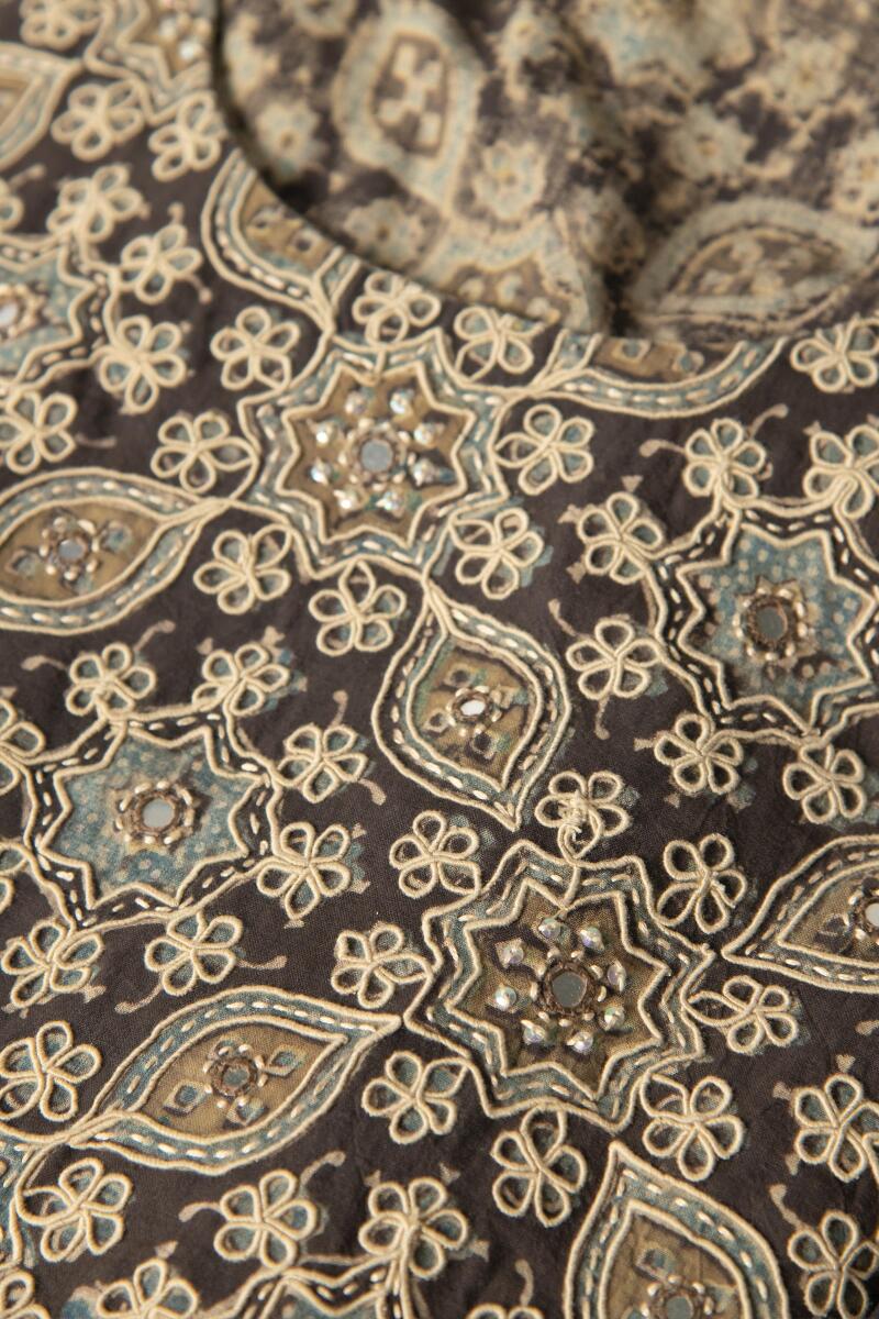 Ajrak Hand Block Printed Angrakha Cotton Kurta