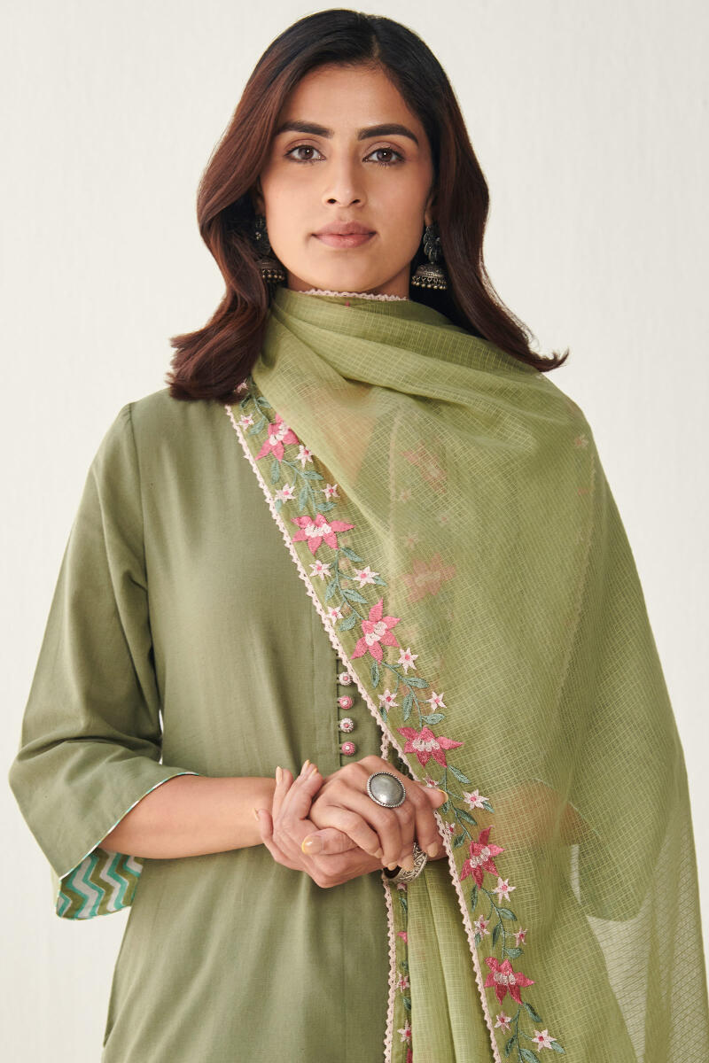 Green Handcrafted Kota Dupatta