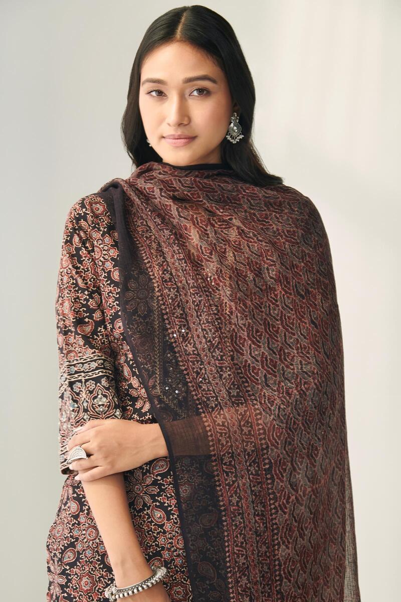 Ajrak Hand Block Printed Kota Dupatta