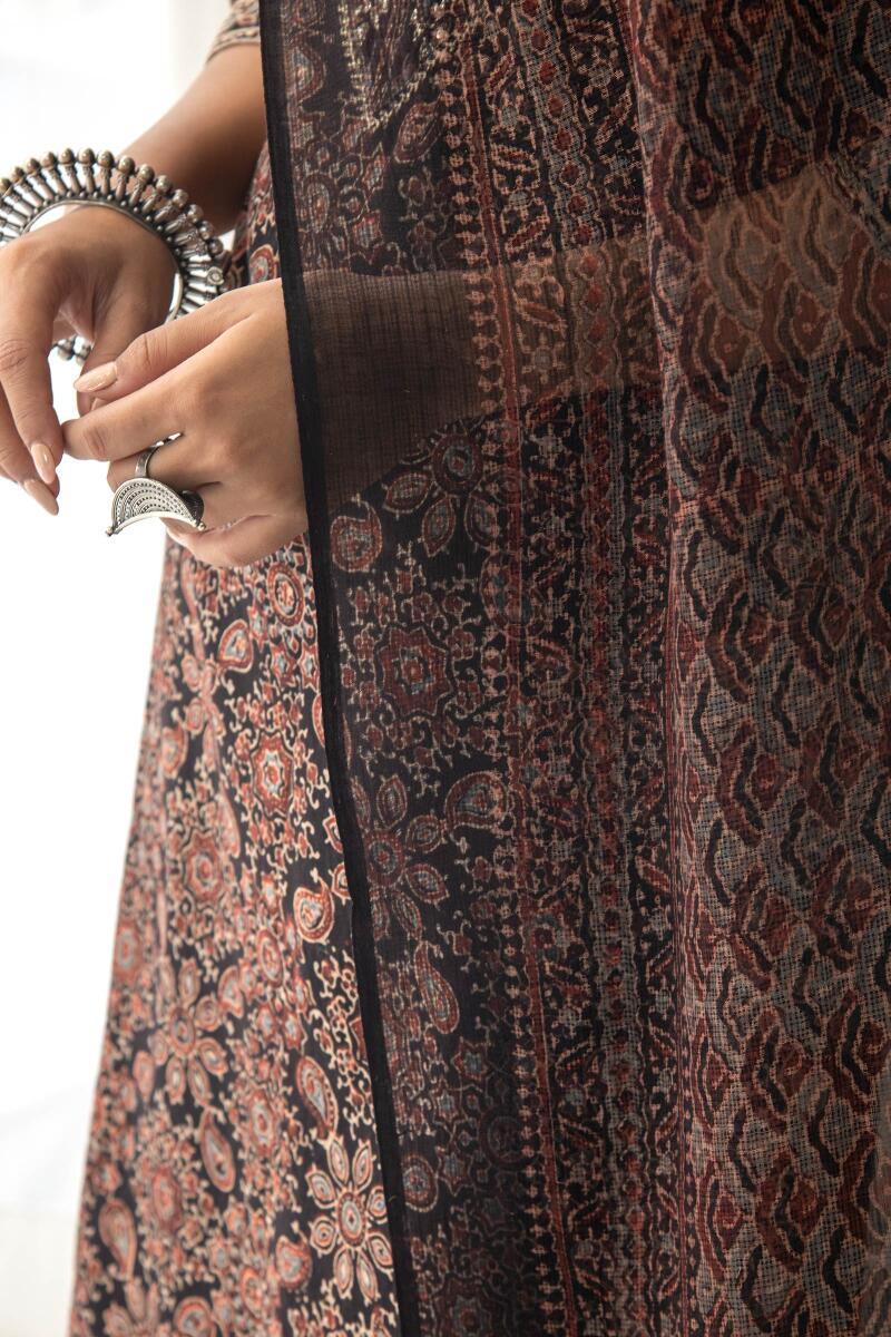 Ajrak Hand Block Printed Kota Dupatta