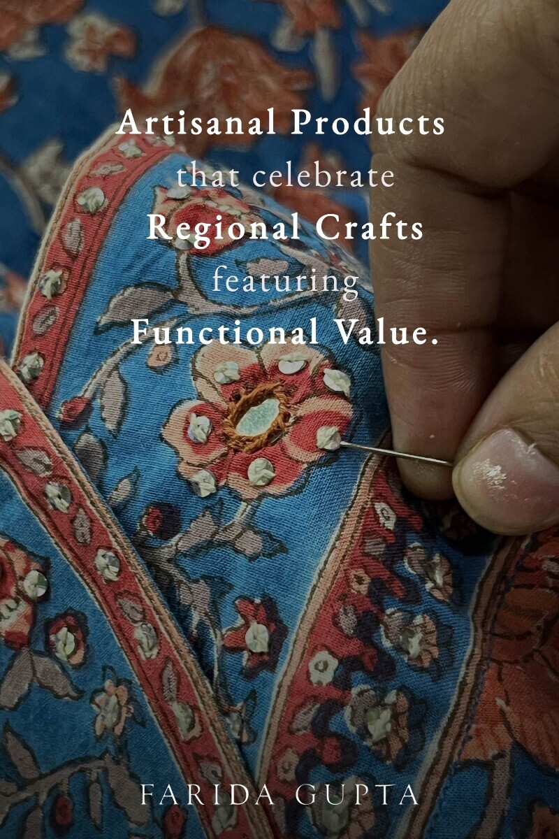 Blue Hand Block-Printed Straight Cotton Kurta