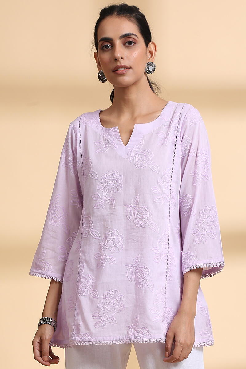Purple Handcrafted A-line Cotton Top