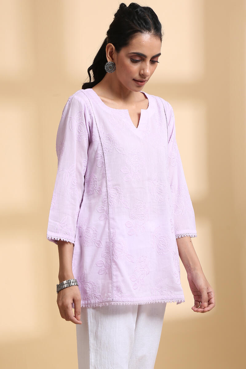 Purple Handcrafted A-line Cotton Top