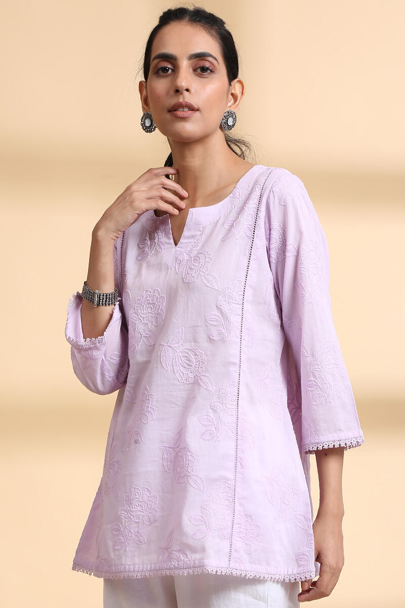 Purple Handcrafted A-line Cotton Top