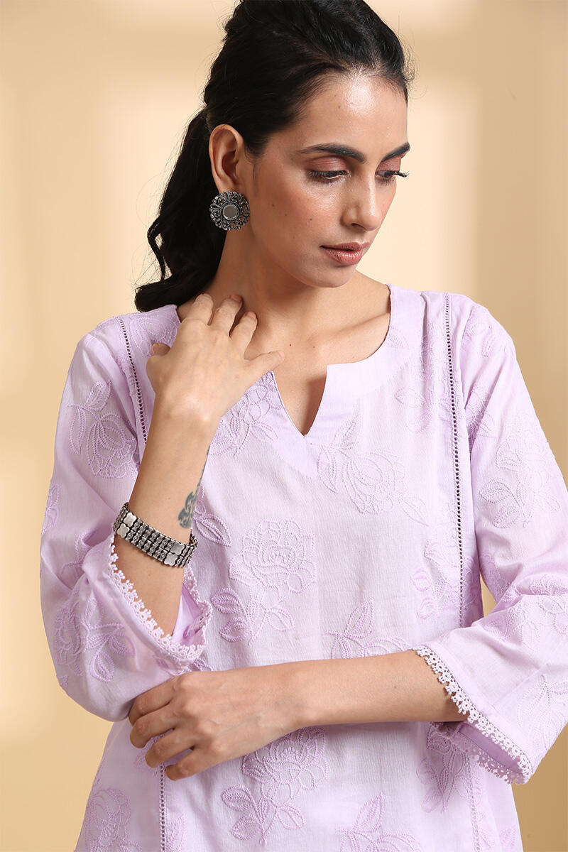 Purple Handcrafted A-line Cotton Top