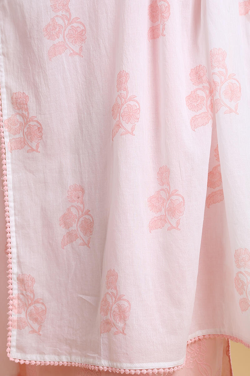 Pink Block Printed Cotton Dupatta