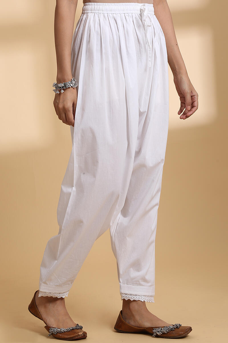 White Handcrafted Cotton Salwar