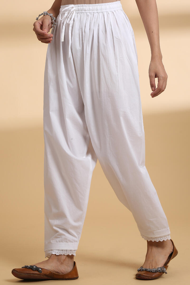 White Handcrafted Cotton Salwar