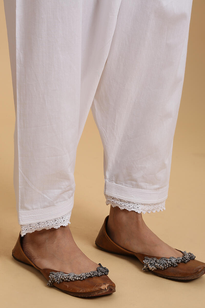 White Handcrafted Cotton Salwar