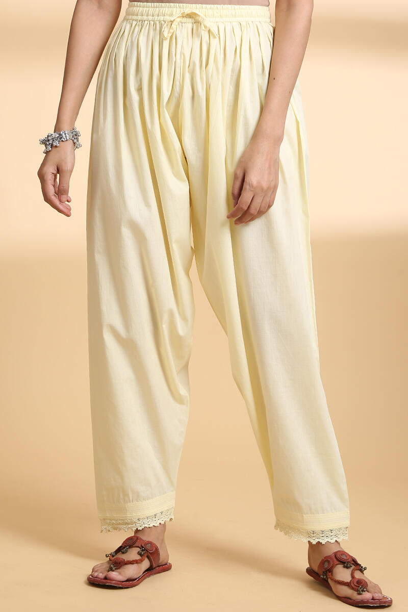 Yellow Handcrafted Cotton Salwar