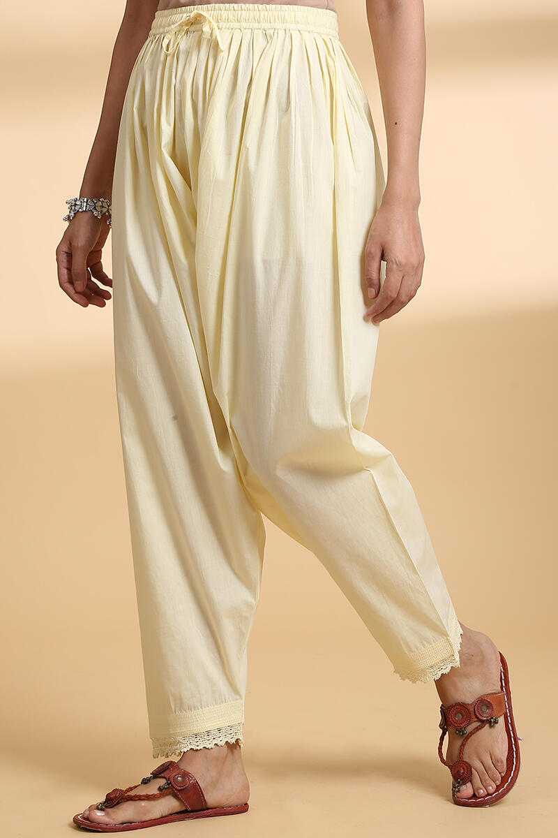 Yellow Handcrafted Cotton Salwar
