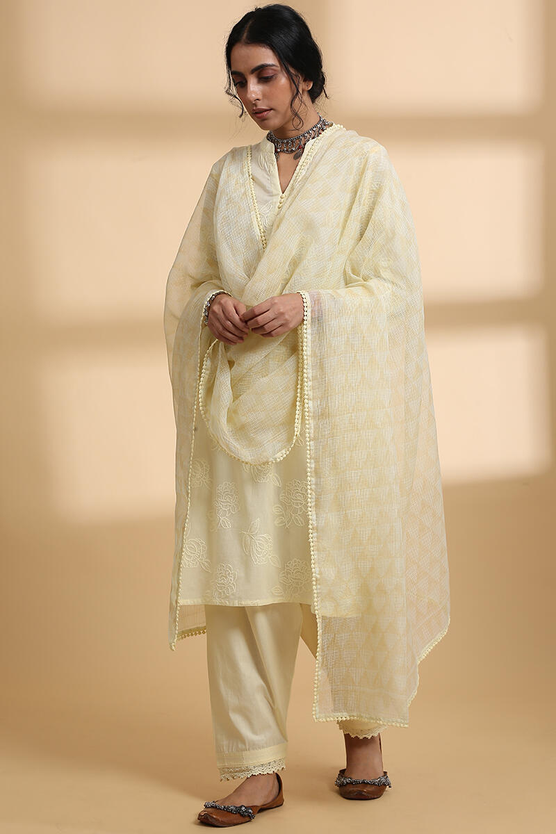 Yellow Handcrafted Cotton Salwar