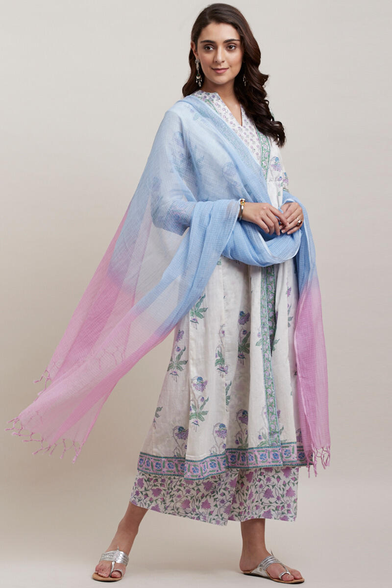 Purple Block Printed Cotton Palazzo